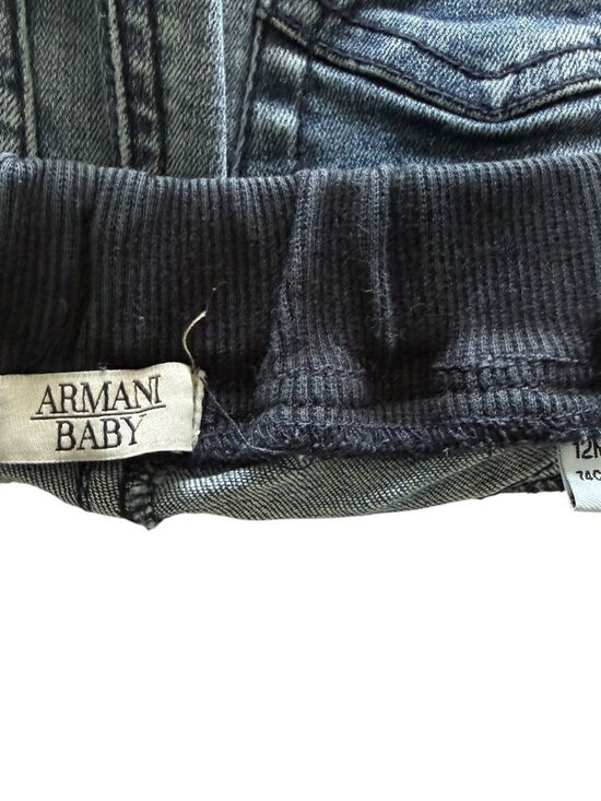 Armani Unisex Jeans 12 Months Distressed Pull-Up Jeans With Logo Waistband - Picture 8 of 11